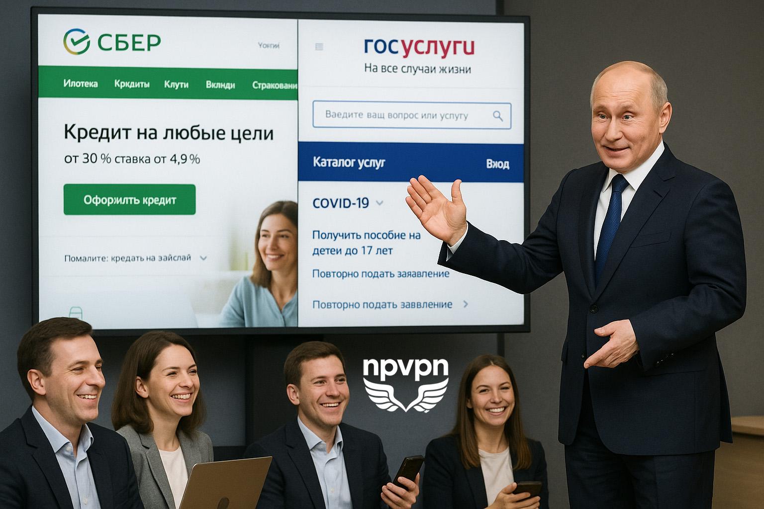 Путин приглашает пользователей подключиться к Сберу и Госуслугам